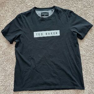 Ted Baker Black Logo T-Shirt Size L Designer Minimalist Tee